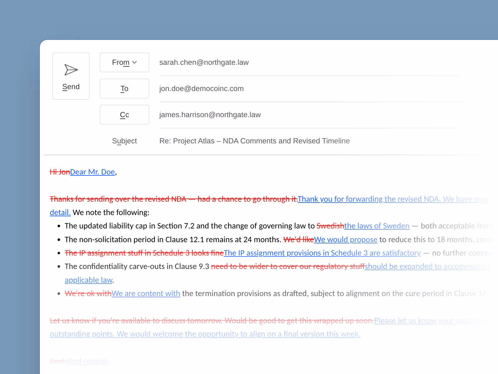 Tracked Changes in Outlook