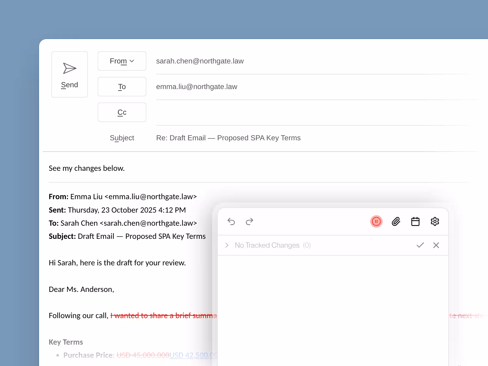 Sender track changes